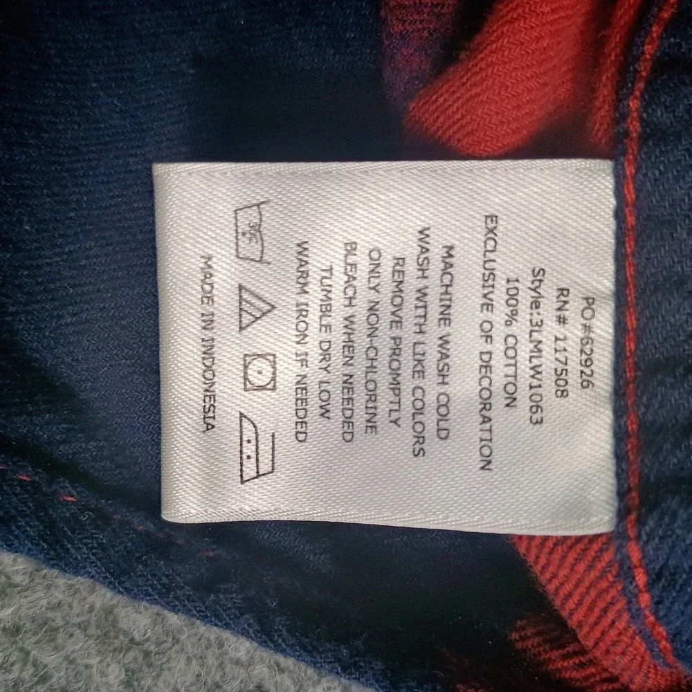 Levis Mens XL Red Navy Buffalo Plaid Snap Front Flannel Shirt Long Sleeve